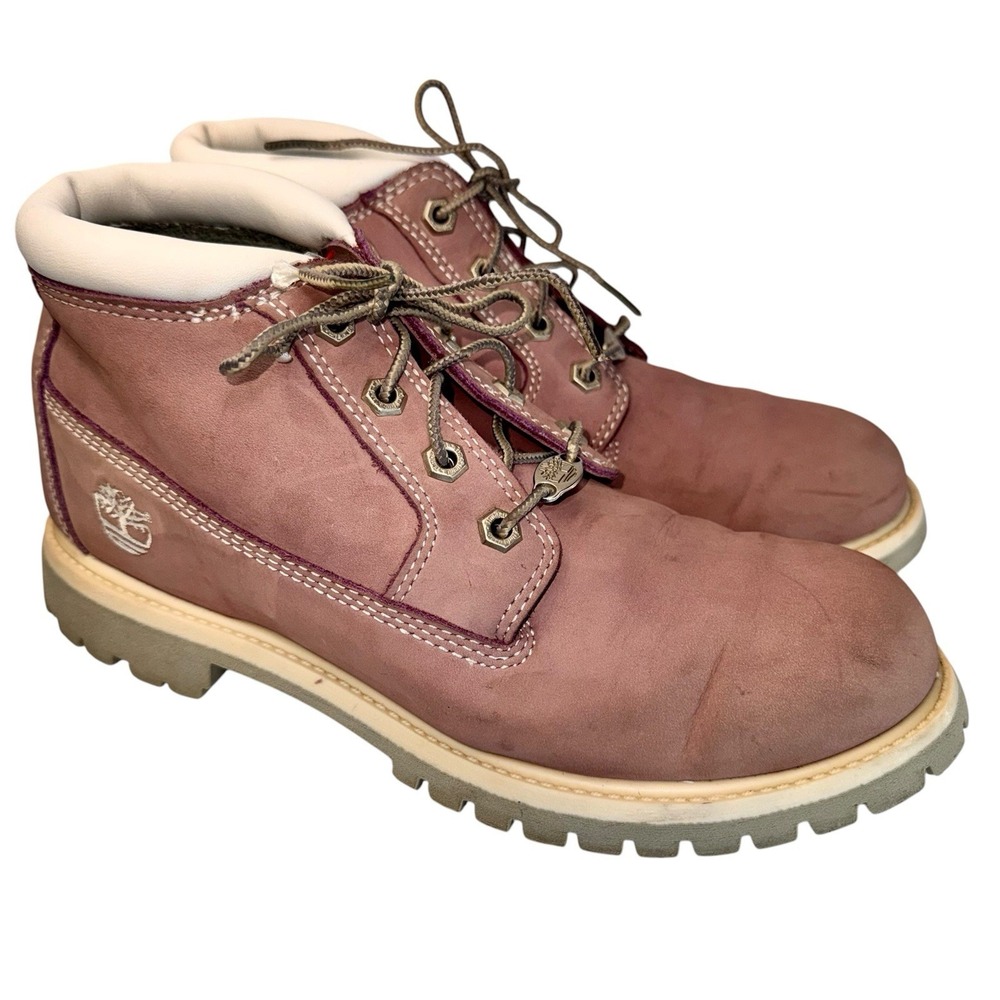 Timberland Nellie Chukka Boots Women's Nubuck Waterproof Pink Shoes Sz 10M - Picture 2 of 13